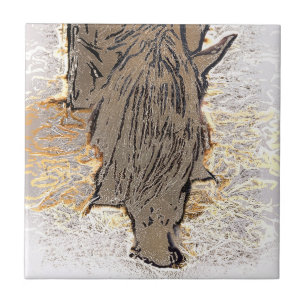 BROWN HORSE CERAMIC TILE