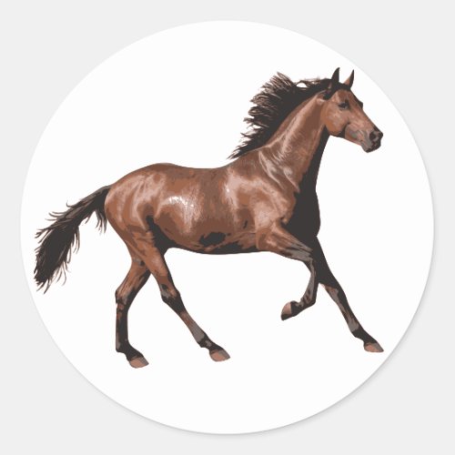 Brown Horse  Classic Round Sticker