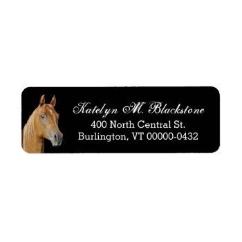 Brown Horse Custom Black Return Address Labels by PartyPrep at Zazzle