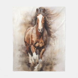 Brown Horse Galloping Fleece Blanket