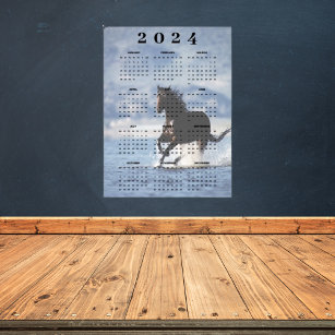 Brown Horse galloping through Water 2024 Calendar Poster