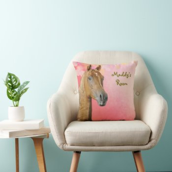 Brown Horse Girls Bedroom Custom Pillow by holiday_store at Zazzle