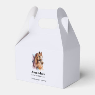 Brown Horse Head Portrait in Watercolor Birthday Favor Boxes