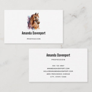 Brown Horse Head Portrait in Watercolor Business Card