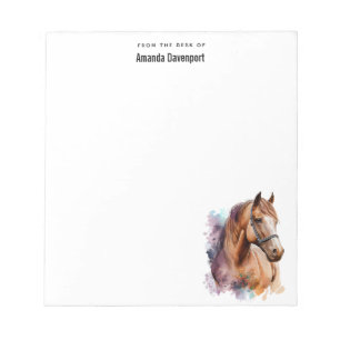 Brown Horse Head Portrait in Watercolor Notepad