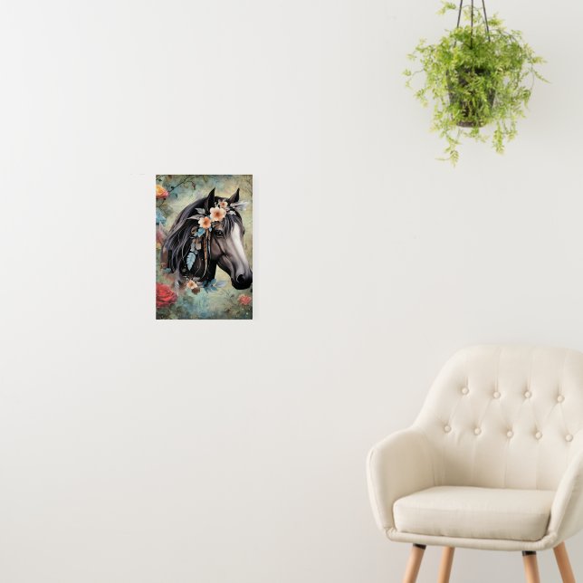  Brown horse in flowers. Foam Board (In Situ (Wall))