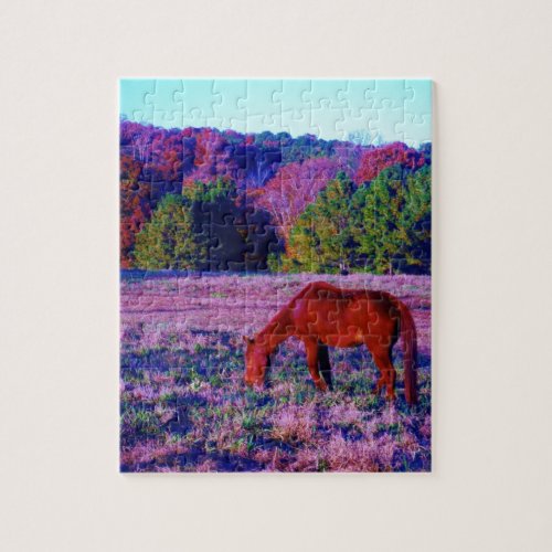 Brown horse in Purple Grass Jigsaw Puzzle