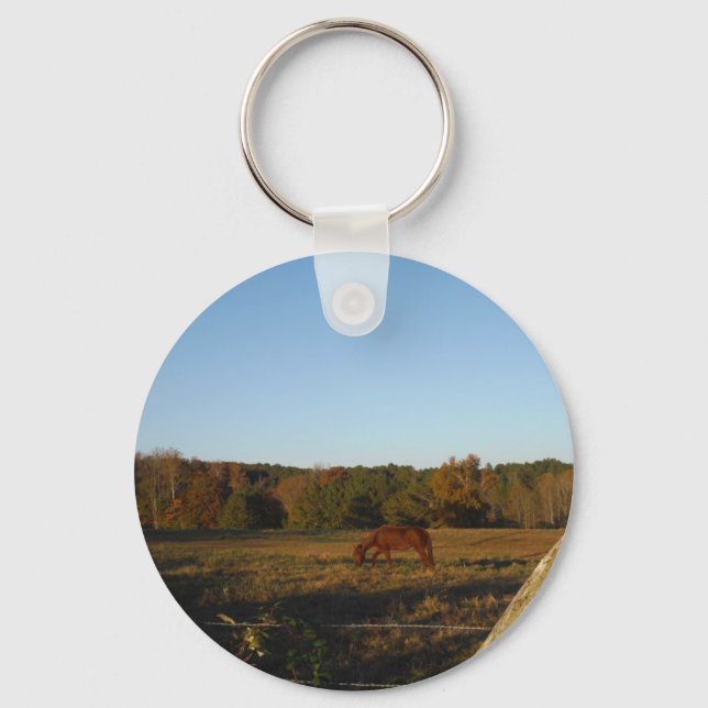 Brown horse in  the Sun Keychain (Front)