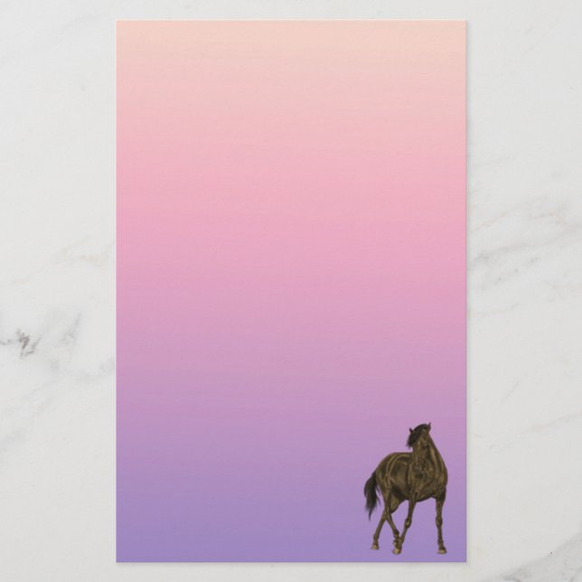 Brown Horse in Wind Stationery Paper (Front)