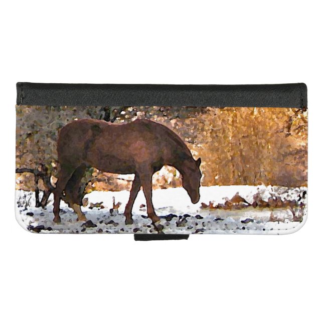 Brown Horse in Winter iPhone 8/7 Wallet Case (Front (Horizontal))