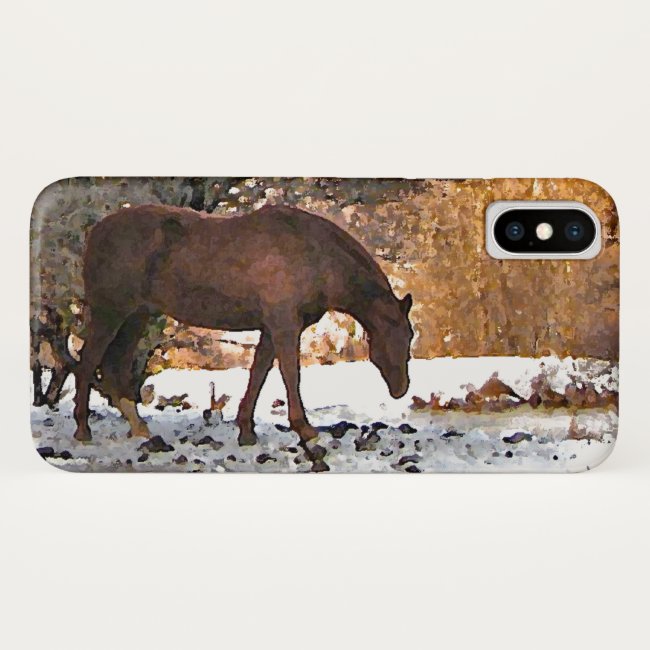 Brown Horse in Winter iPhone X Case
