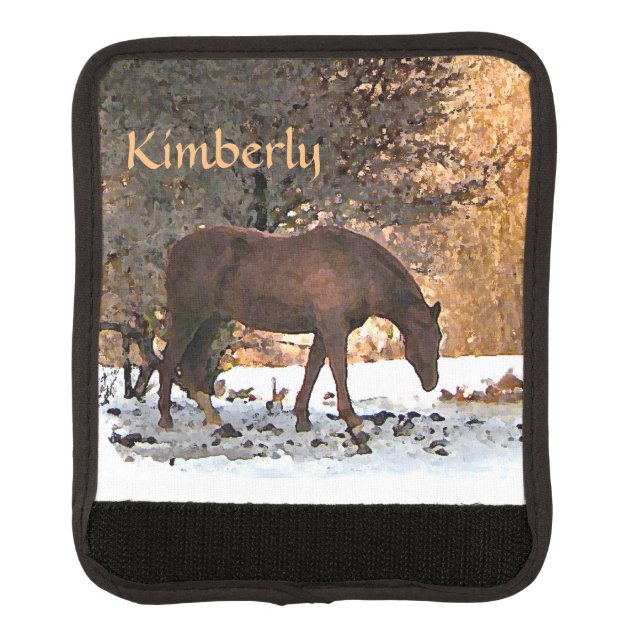 Brown Horse in Winter Luggage Handle Wrap (Front)