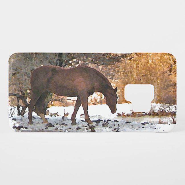 Brown Horse in Winter Snow Galaxy S9 Case