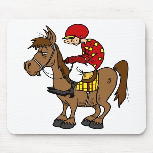 Brown Horse Jockey Mouse Pad