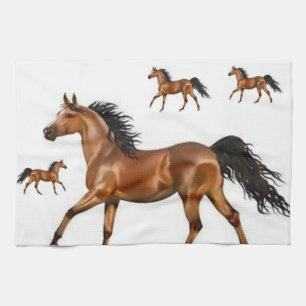 brown horse kitchen hand towel