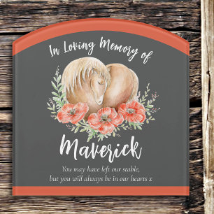 Brown horse memorial poppy watercolor tribute sign