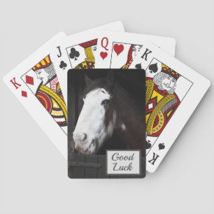 Brown Horse on Farm Good Luck Poker Cards
