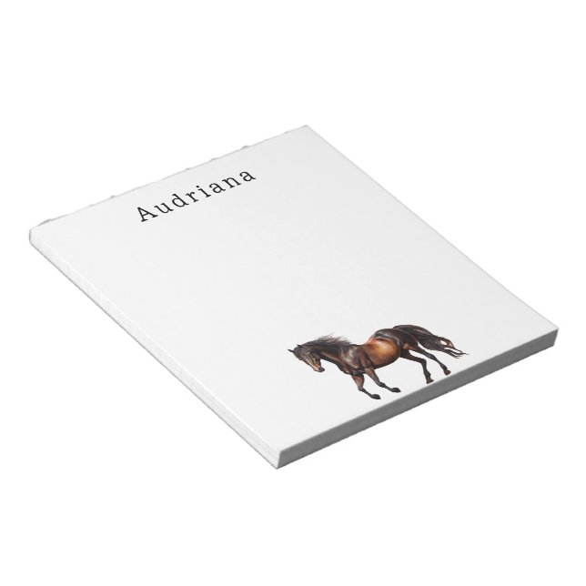 Brown Horse Personalized Name Notepad (Angled)