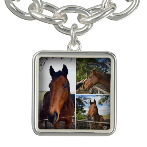 Brown Horse Photo Collage Bracelet