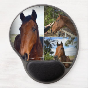 Brown Horse Photo Collage, Gel Mousepad