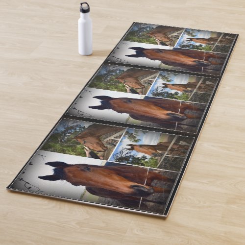 Brown Horse Photo Collage Yoga Mat