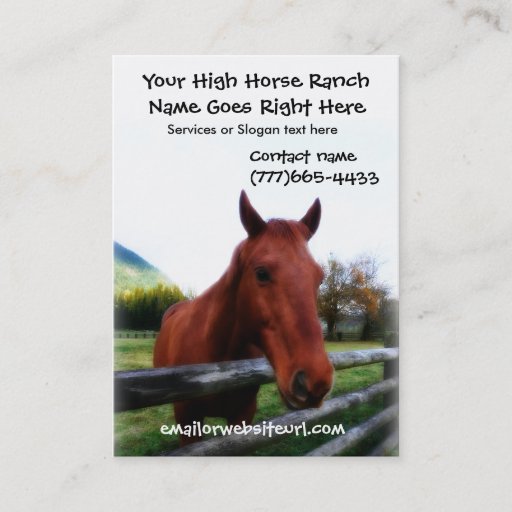 Customizable Brown Horse Photographic Portrait Business Card Template