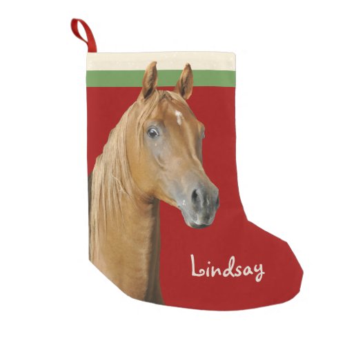 Brown Horse Red Girls Small Christmas Stocking