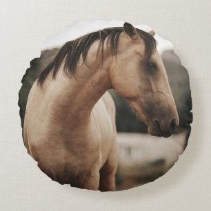 BROWN HORSE ROUND PILLOW