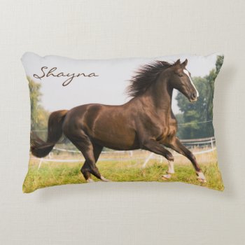 Brown Horse Running Name Template  Accent Pillow by DustyFarmPaper at Zazzle