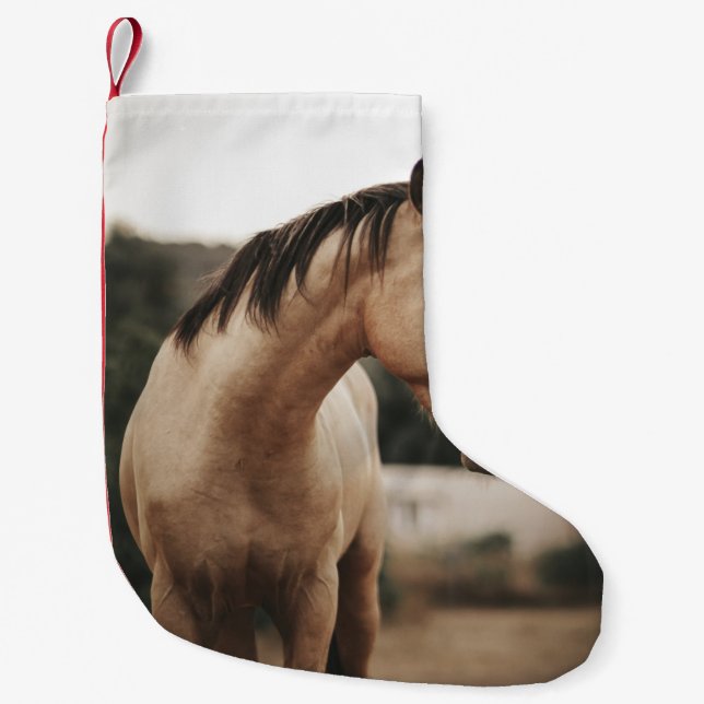 BROWN HORSE SMALL CHRISTMAS STOCKING (Front)