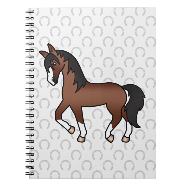 Brown Horse Trotting And Horseshoes Pattern Notebook (Front)