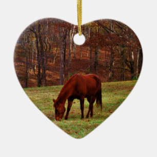 Brown Horse w/ White Nose at Woods Edge Ceramic Ornament