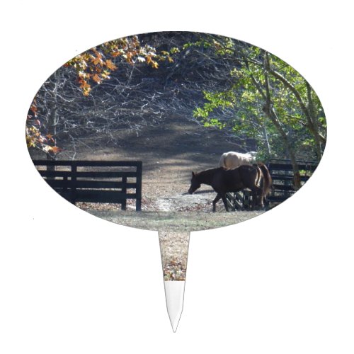 Brown Horse walking through Fence Cake Topper