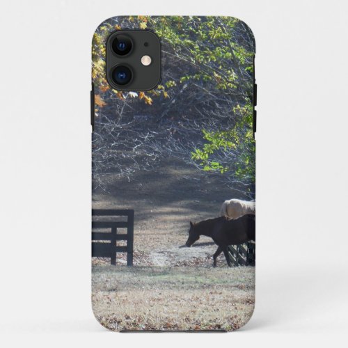 Brown Horse walking through Fence iPhone 11 Case