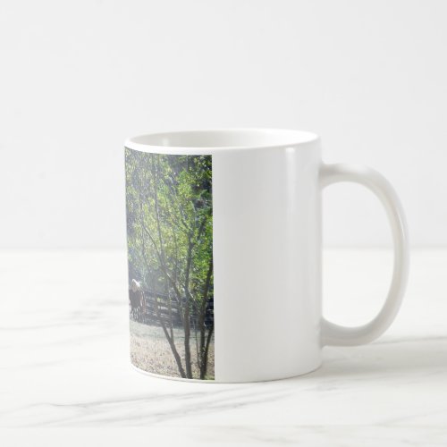 Brown Horse walking through Fence Coffee Mug