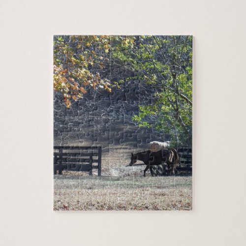 Brown Horse walking through Fence Jigsaw Puzzle