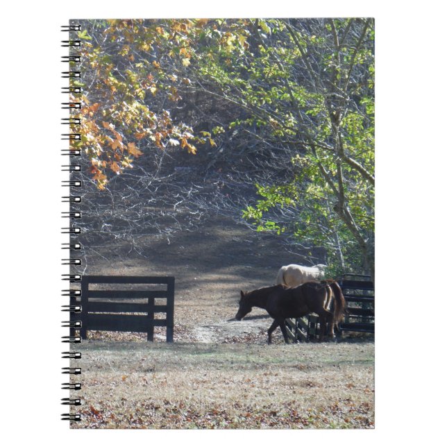 Brown Horse walking through Fence Notebook (Front)