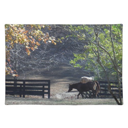 Brown Horse walking through Fence Placemat