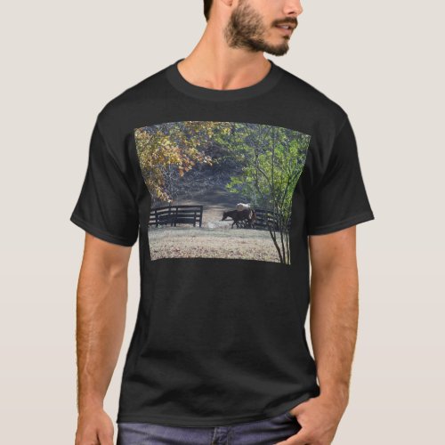 Brown Horse walking through Fence T_Shirt