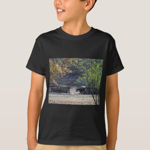 Brown Horse walking through Fence T_Shirt