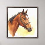 Brown Horse Watercolor Portrait Canvas Print