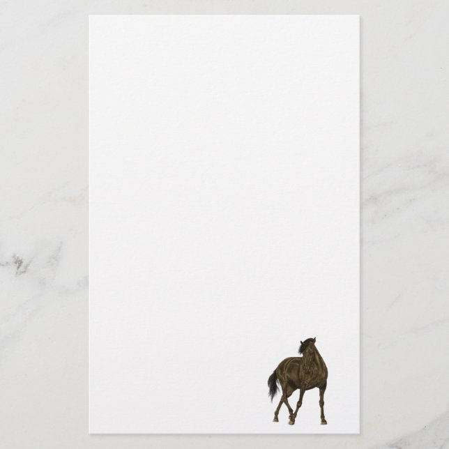 Brown Horse White Stationery Paper (Front)
