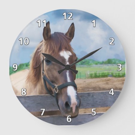 Brown Horse With Bridle Clock