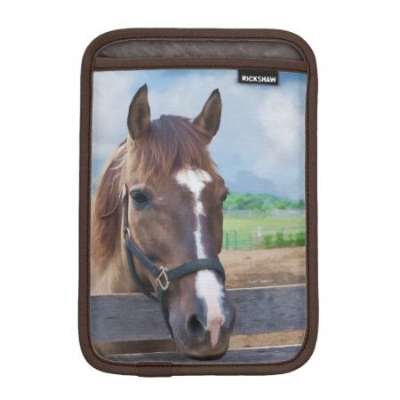 Brown Horse With Bridle Sleeve For Ipad Mini