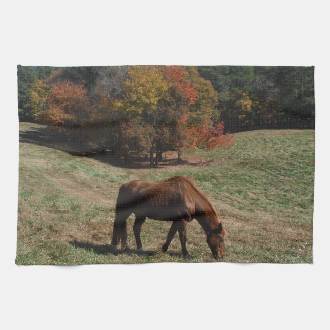Brown horse with fall trees towel (Horizontal)