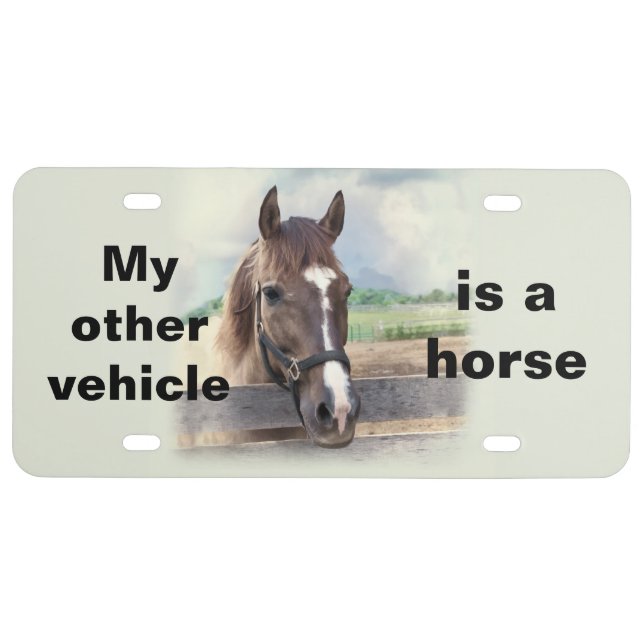 Brown Horse with Halter License Plate (Front)