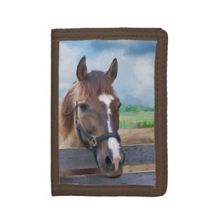 Brown Horse with Halter Tri-fold Wallet