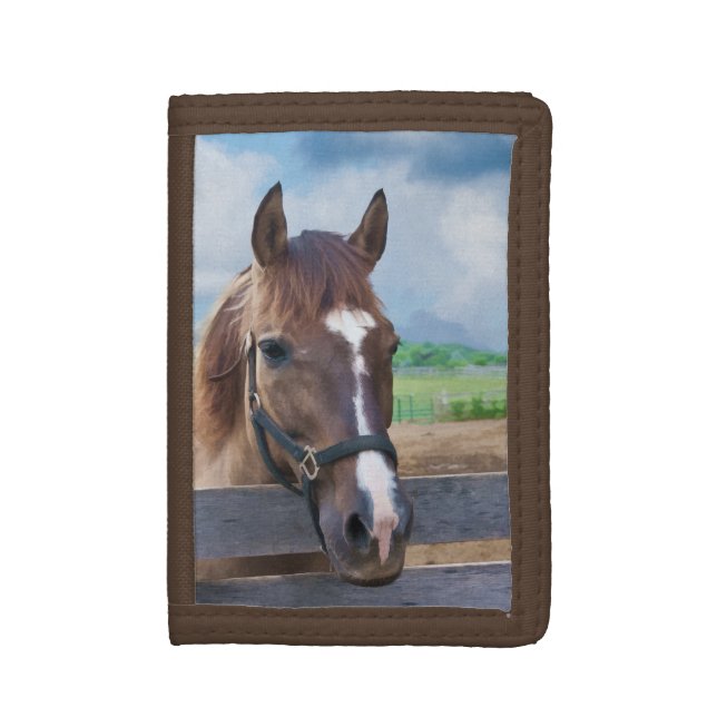 Brown Horse with Halter Trifold Wallet (Front Vertical)