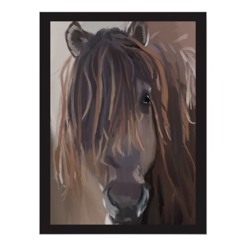 Brown Horse With Messy Hair Painting Poster