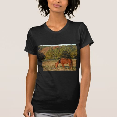 Brown Horse with Pine Trees T_Shirt